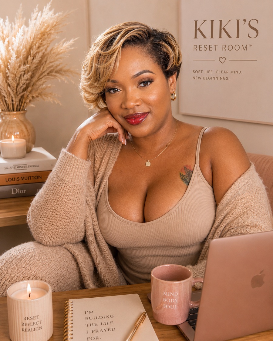 Kiki in a cozy self-care setting